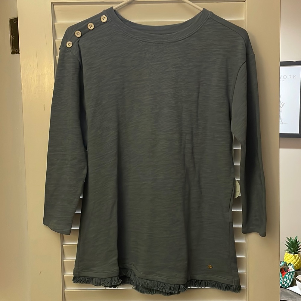 Blue/Grey Long Sleeve with Fringe bottom